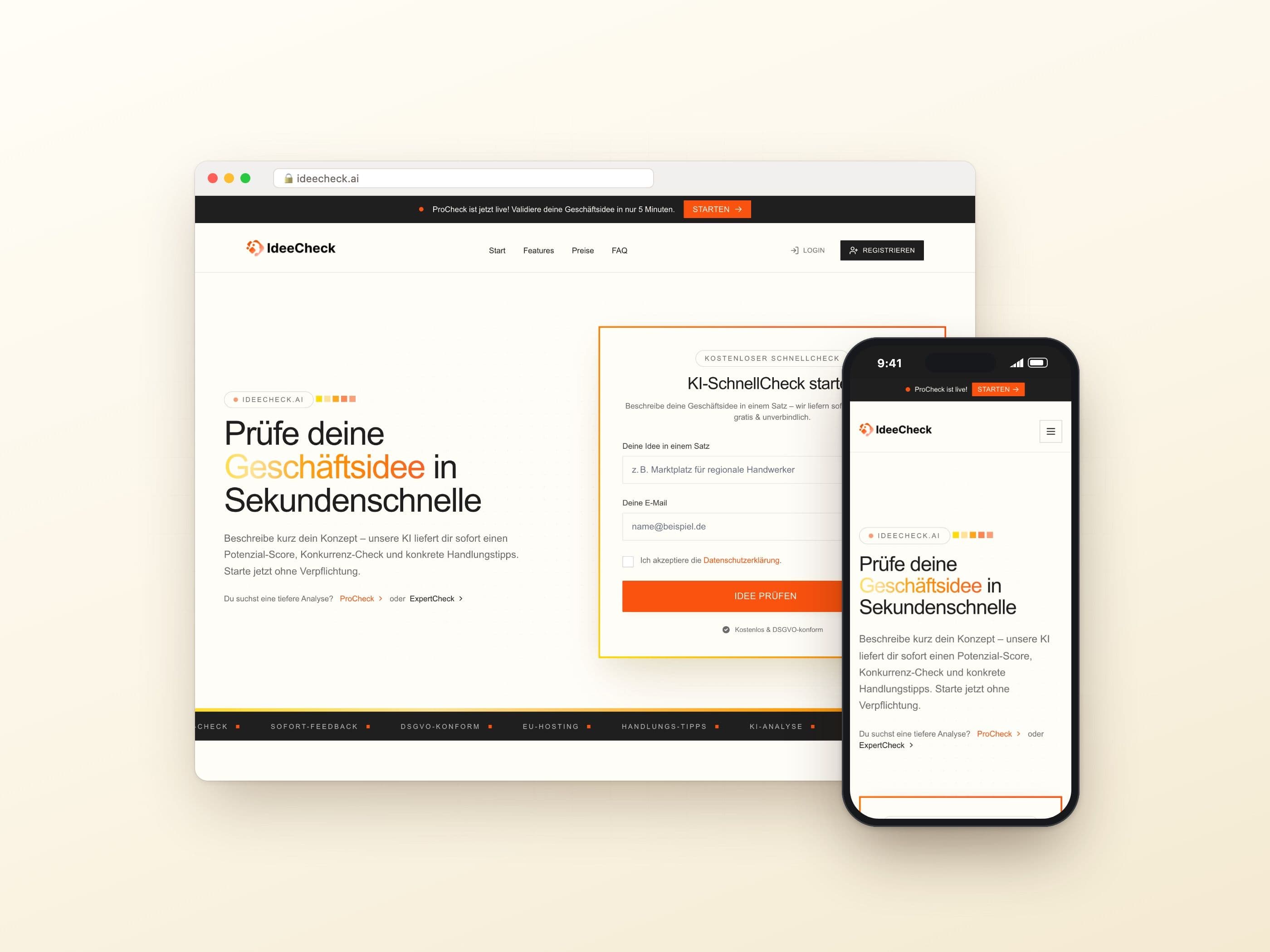 IdeeCheck.ai: AI quick check for business ideas in the browser and on a phone